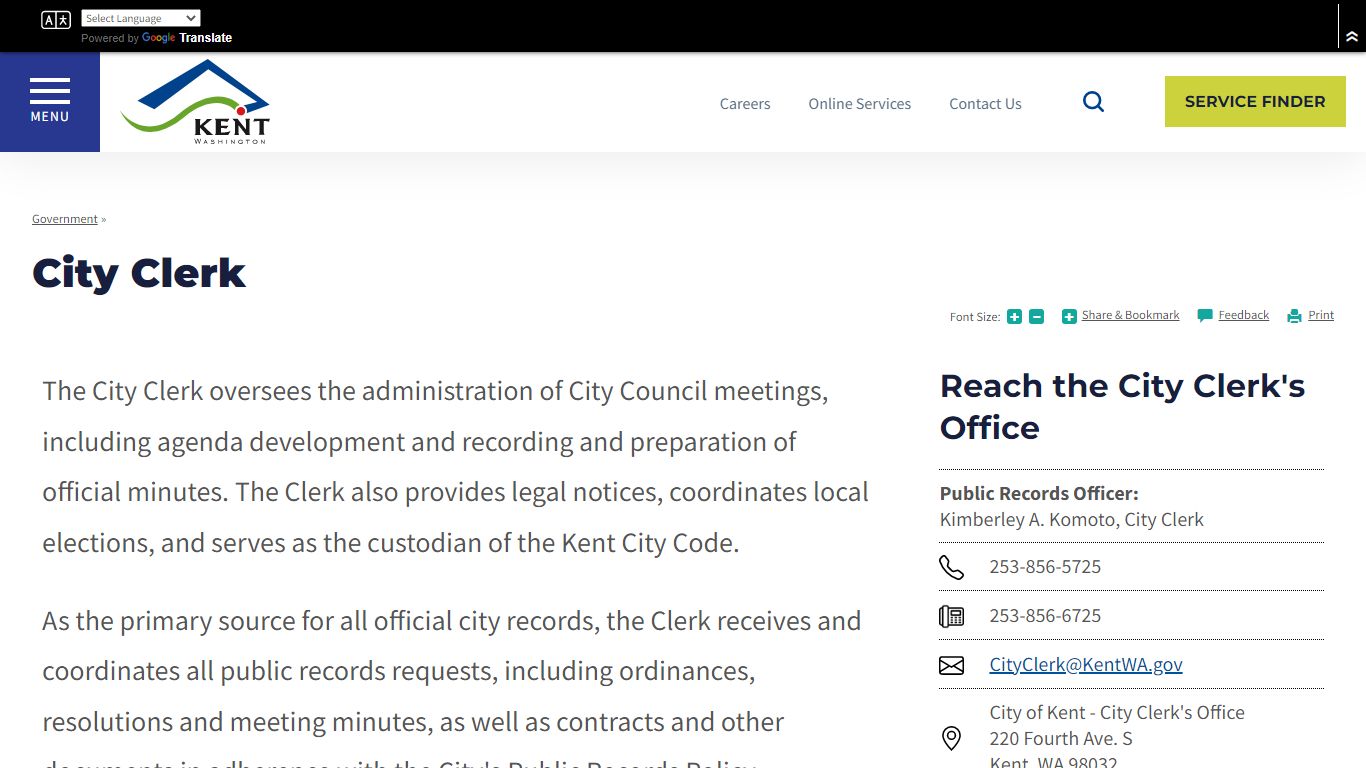 City Clerk | City of Kent